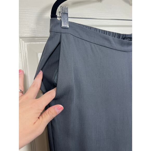 Eileen Fisher 100% Tencel Lyocel Relaxed Fit Trouser Slacks Pant Gray Washable L - Picture 2 of 8